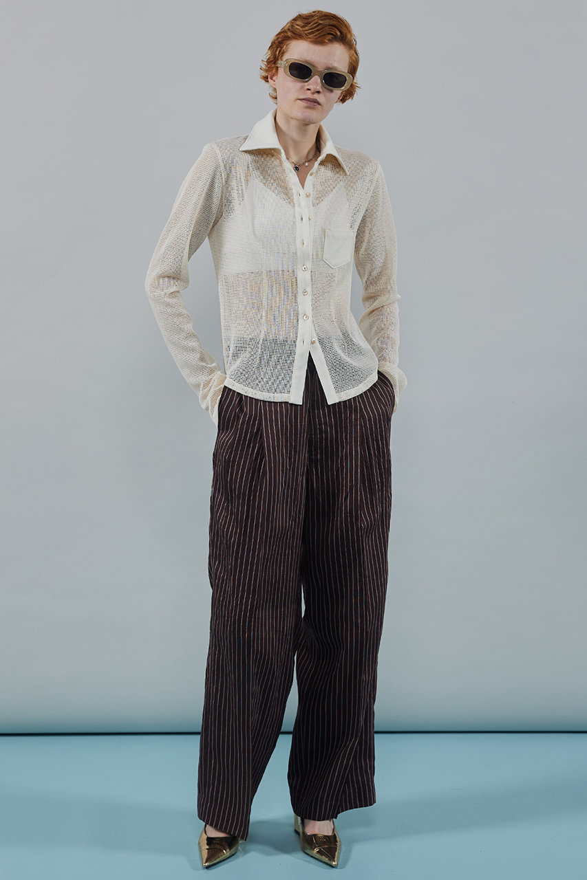 【予約販売】Washable Silky Stripe Easy Pants/ウォッシャブルシルキーストライプイージーパンツ