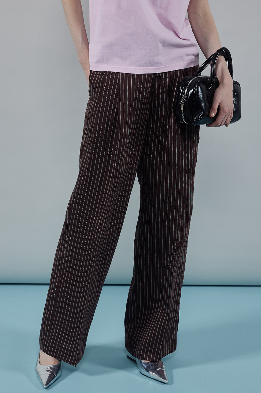 【予約販売】Washable Silky Stripe Easy Pants/ウォッシャブルシルキーストライプイージーパンツ