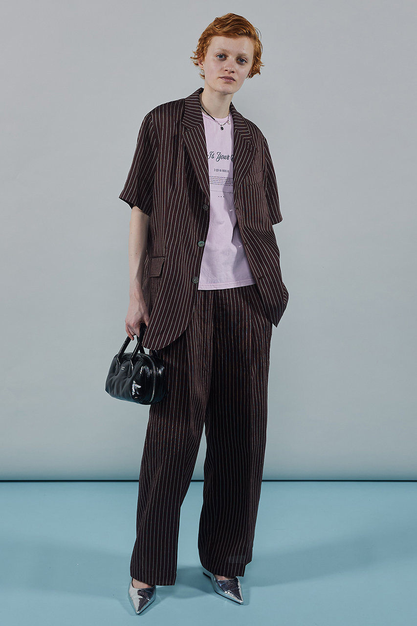 【予約販売】Washable Silky Stripe Easy Pants/ウォッシャブルシルキーストライプイージーパンツ