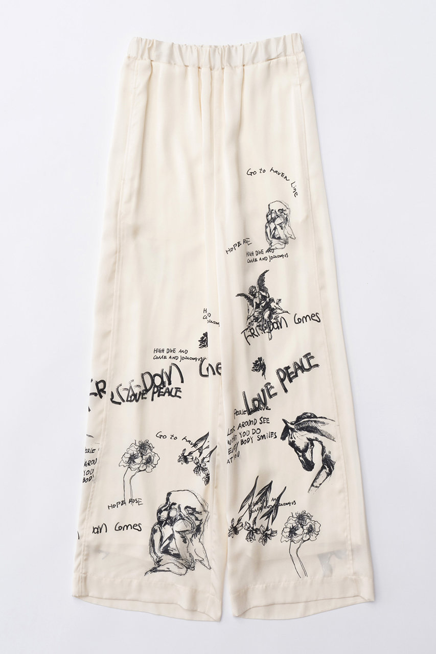 MAISON SPECIAL Drawing Print Easy Pants/ドローイングプリントイージーパンツ (WHT(ホワイト), 38) メゾンスペシャル ELLE SHOP MAISON SPECIAL Drawing Print Easy Pants/ドローイングプリントイージーパンツ (WHT(ホワイト), 38) メゾンスペシャル ELLE SHOP