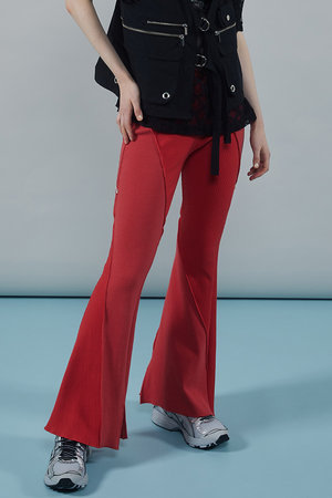 メゾンスペシャル/MAISON SPECIALのRib Mix Semi-flare Pants/リブミックスセミフレアパンツ(110600/110601)