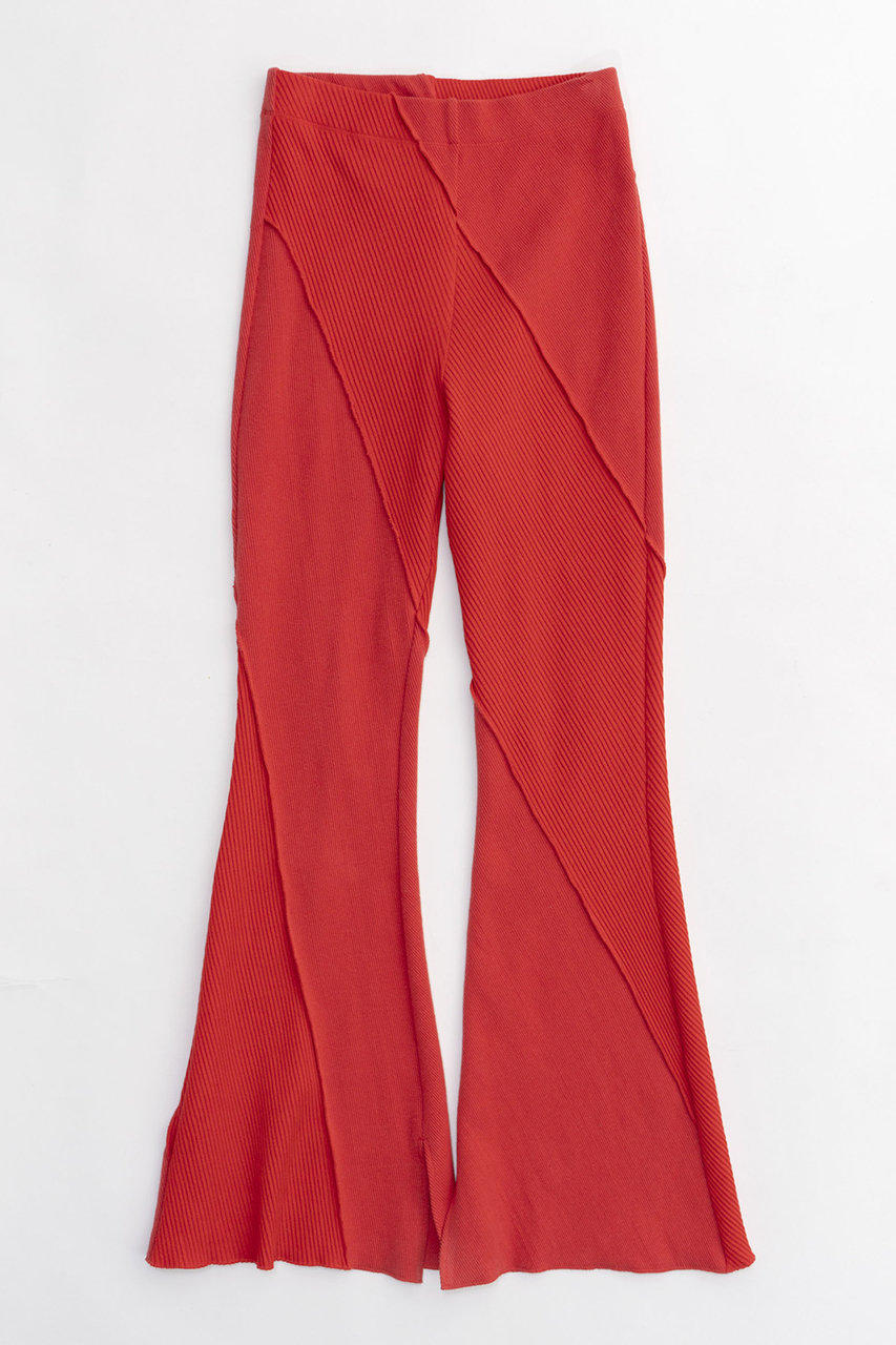 MAISON SPECIAL Rib Mix Semi-flare Pants/リブミックスセミフレアパンツ (RED(レッド), 36) メゾンスペシャル ELLE SHOP