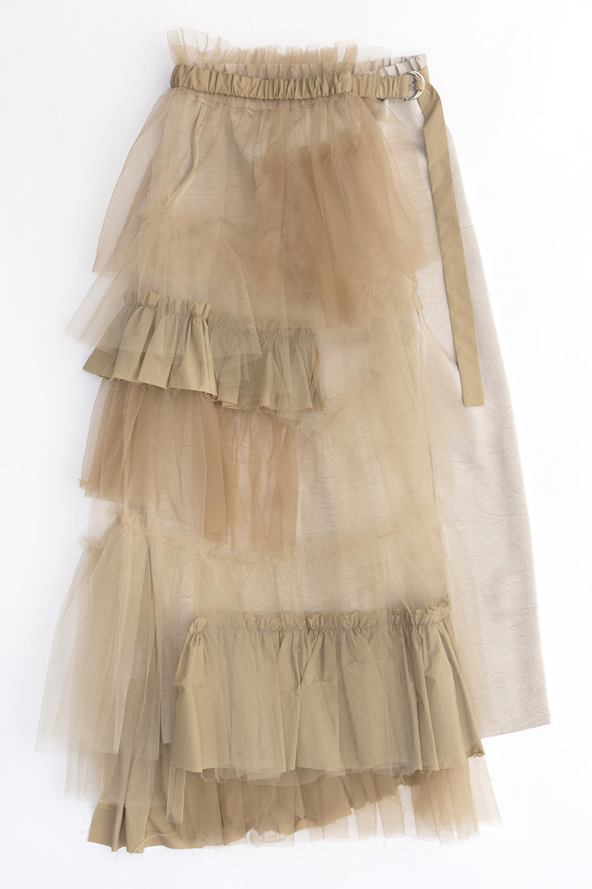 【予約販売】Raffle Tulle Layered Wrap Skirt/ラッフルチュールレイヤードラップスカート