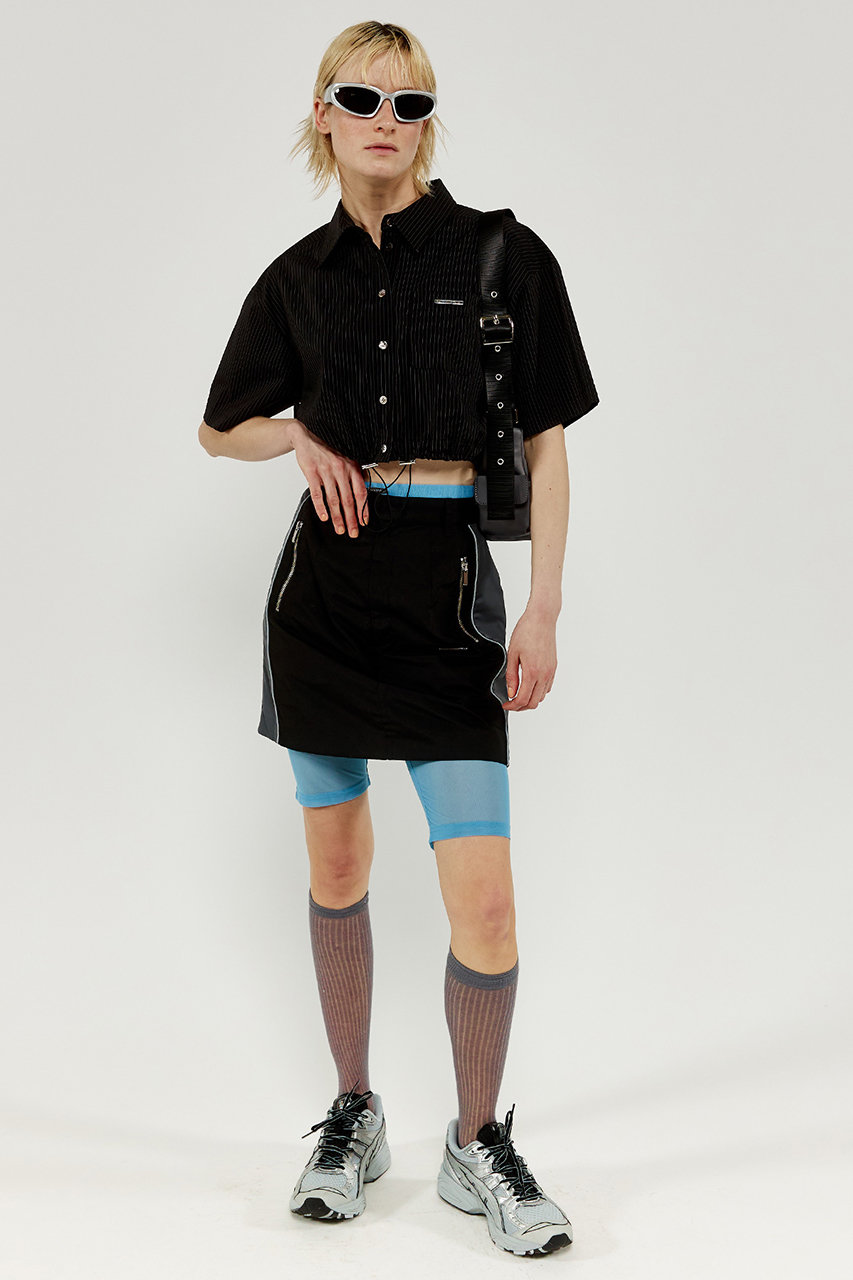 【予約販売】Side Line Oxford Mini Skirt/サイドラインオックスミニスカート