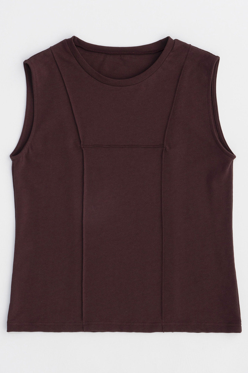 メゾンスペシャル/MAISON SPECIALのPin Tuck Sleeveless Tops/ピンタックノースリーブトップス(BRN(ブラウン)/21241415332)