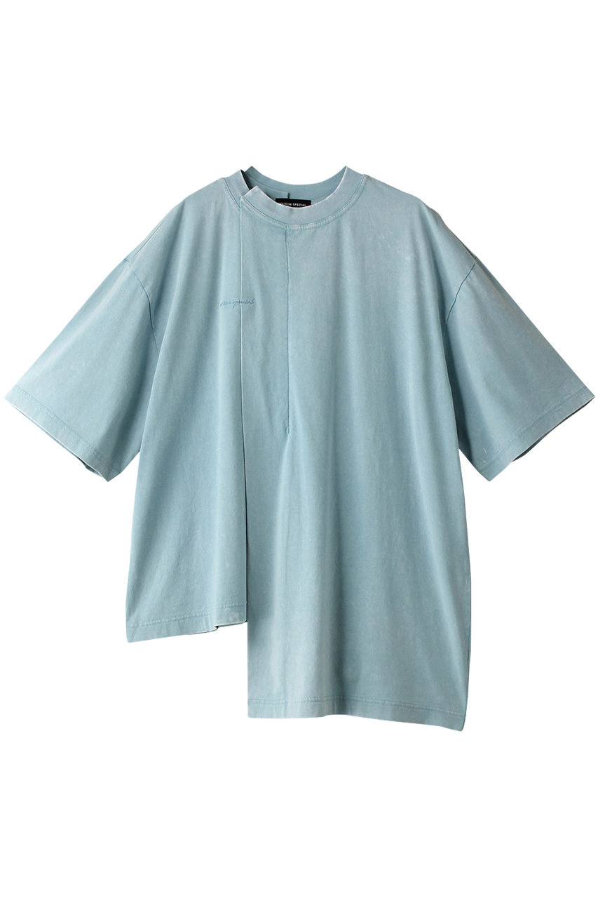 MAISON SPECIAL Front Tuck Chemical Bleach T-shirt/フロントタックケミカルブリーチTシャツ (BLU(ブルー), FREE) メゾンスペシャル ELLE SHOP