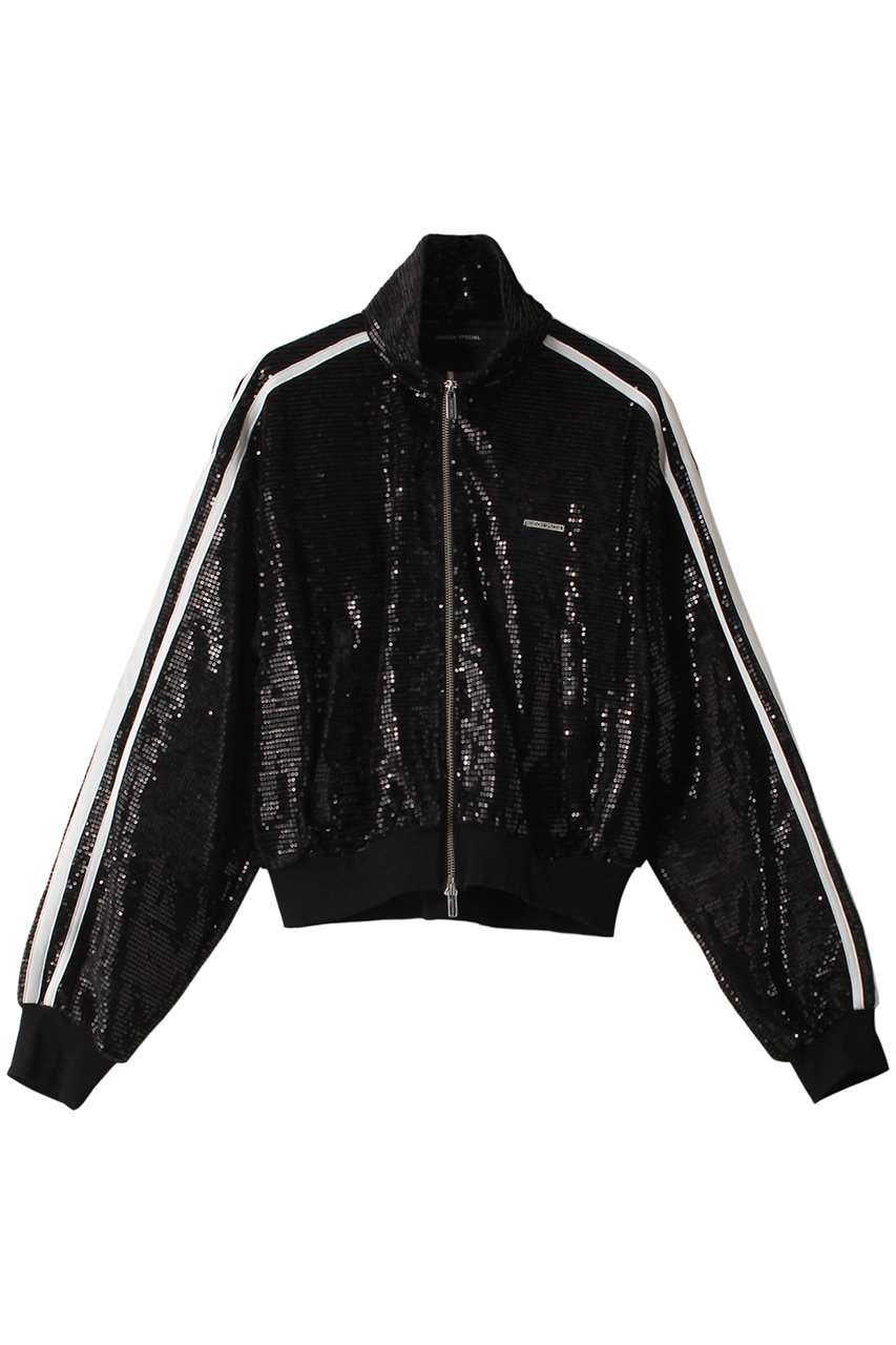 MAISON SPECIAL Sequins Side Line Track Jacket/スパンコールサイドライントラックジャケット (BLK(ブラック), FREE) メゾンスペシャル ELLE SHOP
