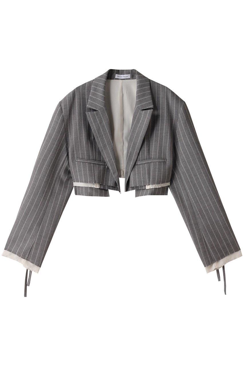 MAISON SPECIAL Multi Fabric Short Jacket/マルチファブリックショートジャケット (L.GRY(ライトグレー), FREE) メゾンスペシャル ELLE SHOP MAISON SPECIAL Multi Fabric Short Jacket/マルチファブリックショートジャケット (L.GRY(ライトグレー), FREE) メゾンスペシャル ELLE SHOP