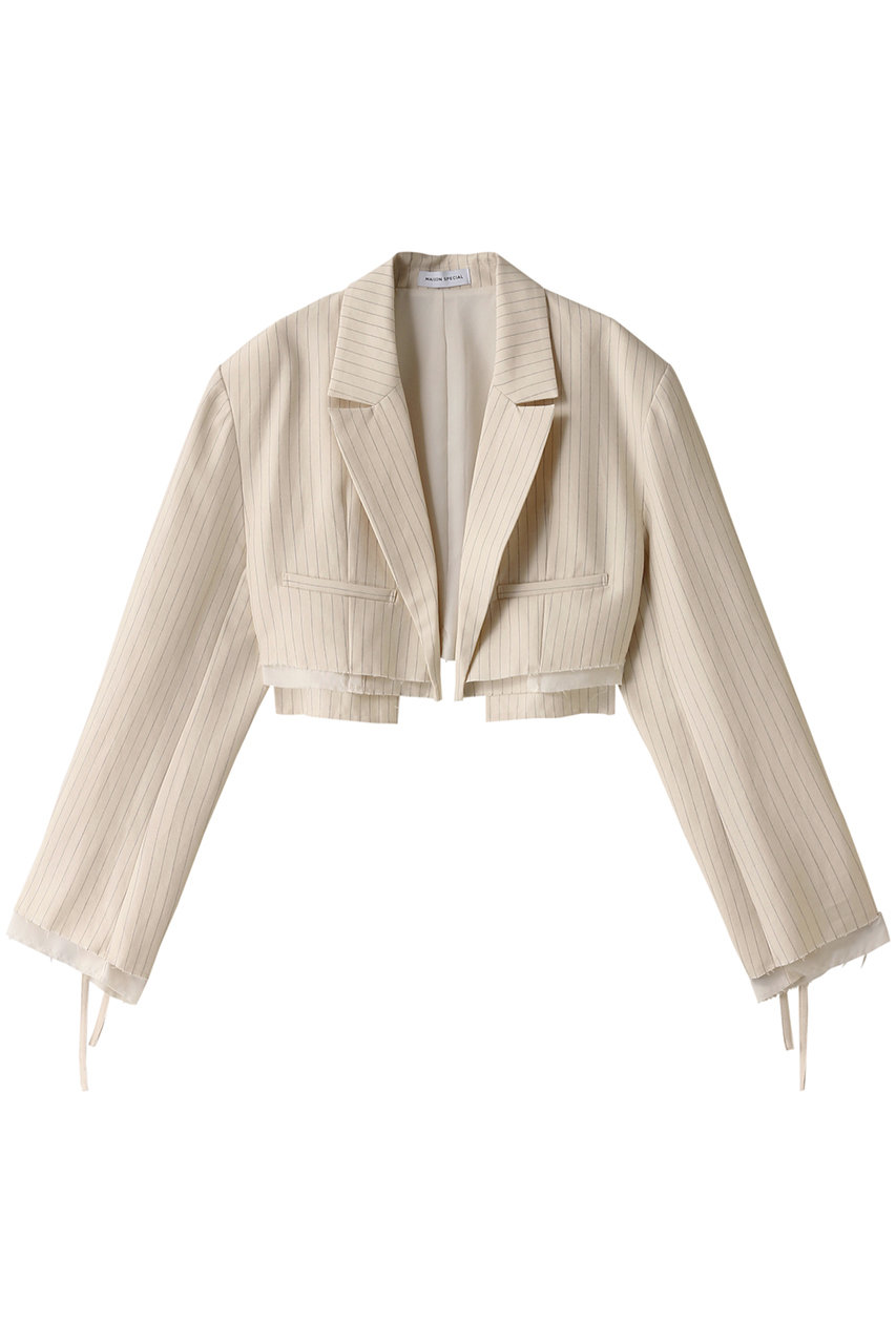 MAISON SPECIAL Multi Fabric Short Jacket/マルチファブリックショートジャケット (WHT(ホワイト), FREE) メゾンスペシャル ELLE SHOP MAISON SPECIAL Multi Fabric Short Jacket/マルチファブリックショートジャケット (WHT(ホワイト), FREE) メゾンスペシャル ELLE SHOP
