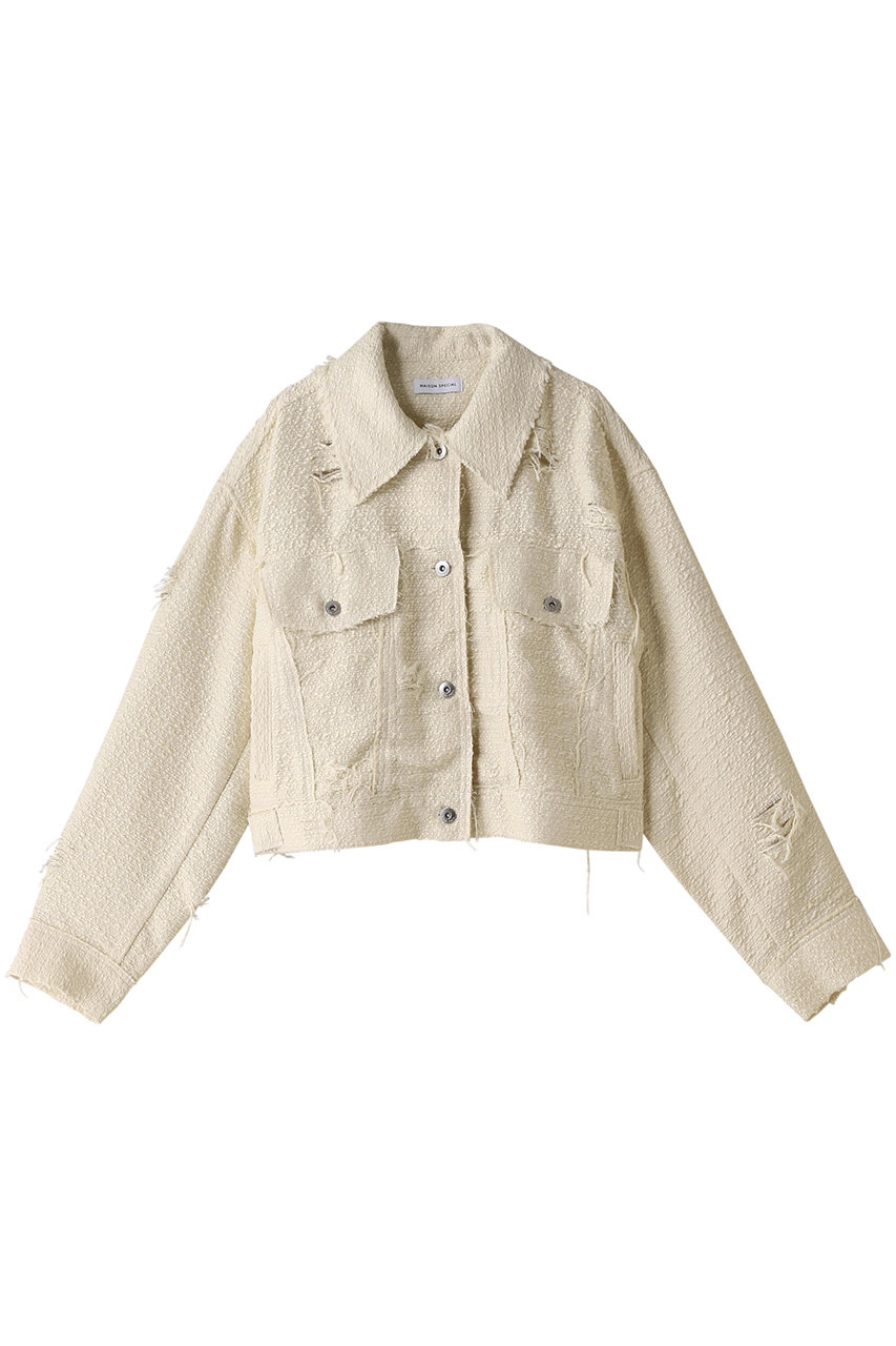 MAISON SPECIAL Tweed Distressed Jacket/ツイードダメージジャケット (WHT(ホワイト), FREE) メゾンスペシャル ELLE SHOP