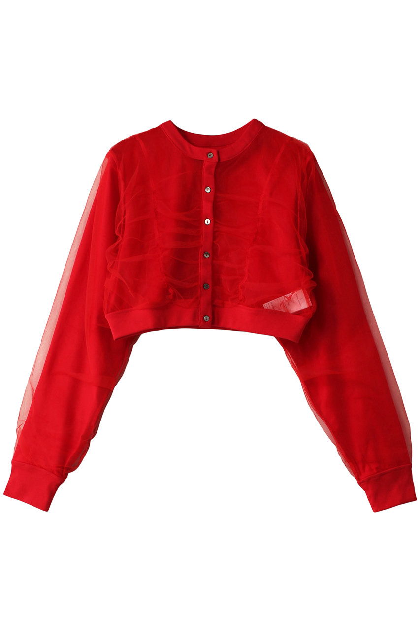 MAISON SPECIAL Layered Tulle Cardigan/レイヤードチュールカーディガン (RED(レッド), FREE) メゾンスペシャル ELLE SHOP