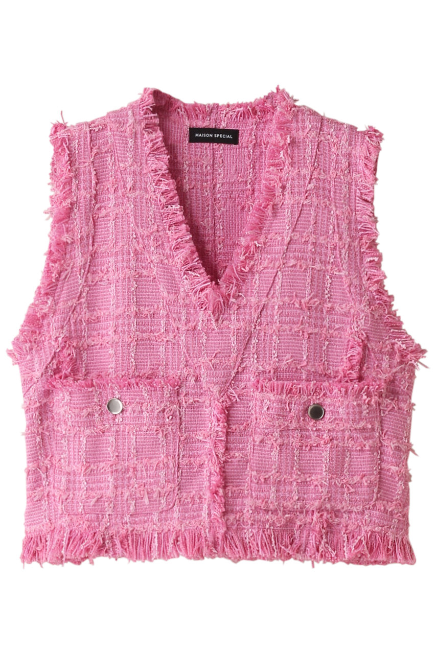 MAISON SPECIAL Tweed Short Length Vest/ツイードショートベスト (PNK(ピンク), FREE) メゾンスペシャル ELLE SHOP