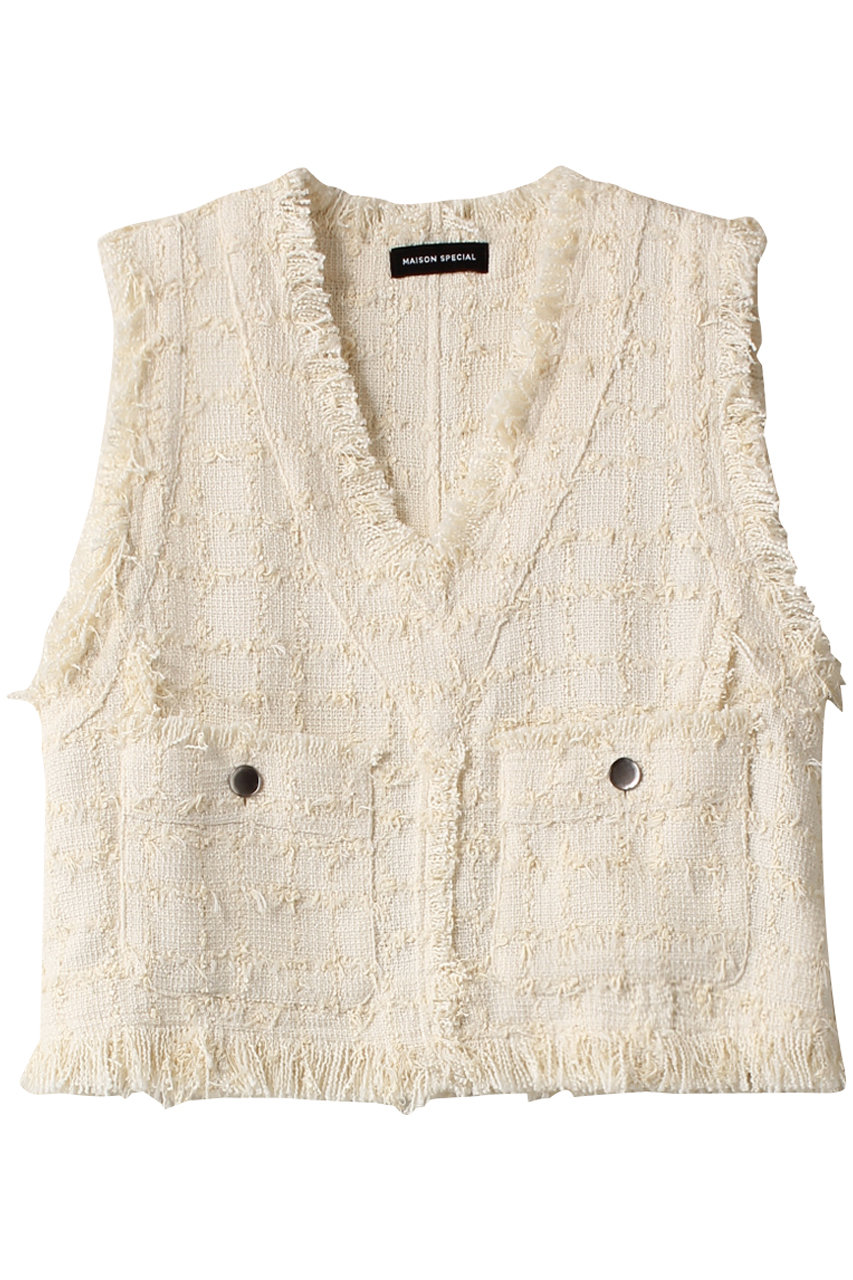 MAISON SPECIAL Tweed Short Length Vest/ツイードショートベスト (WHT(ホワイト), FREE) メゾンスペシャル ELLE SHOP