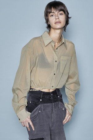 メゾンスペシャル/MAISON SPECIALのSheer Short Length Shirt/シアーショートシャツ(110400/110403)