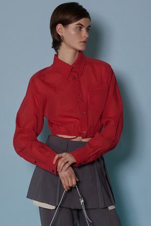 メゾンスペシャル/MAISON SPECIALのSheer Short Length Shirt/シアーショートシャツ(110400/110403)