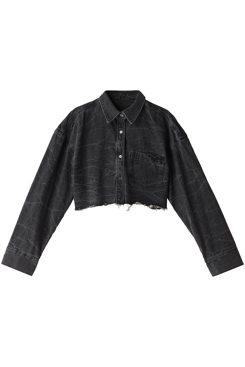 メゾンスペシャル/MAISON SPECIALのWasher Denim Oversized Short Shirt/ワッシャーデニムオーバーショートシャツ(BLK(ブラック)/21241315802)