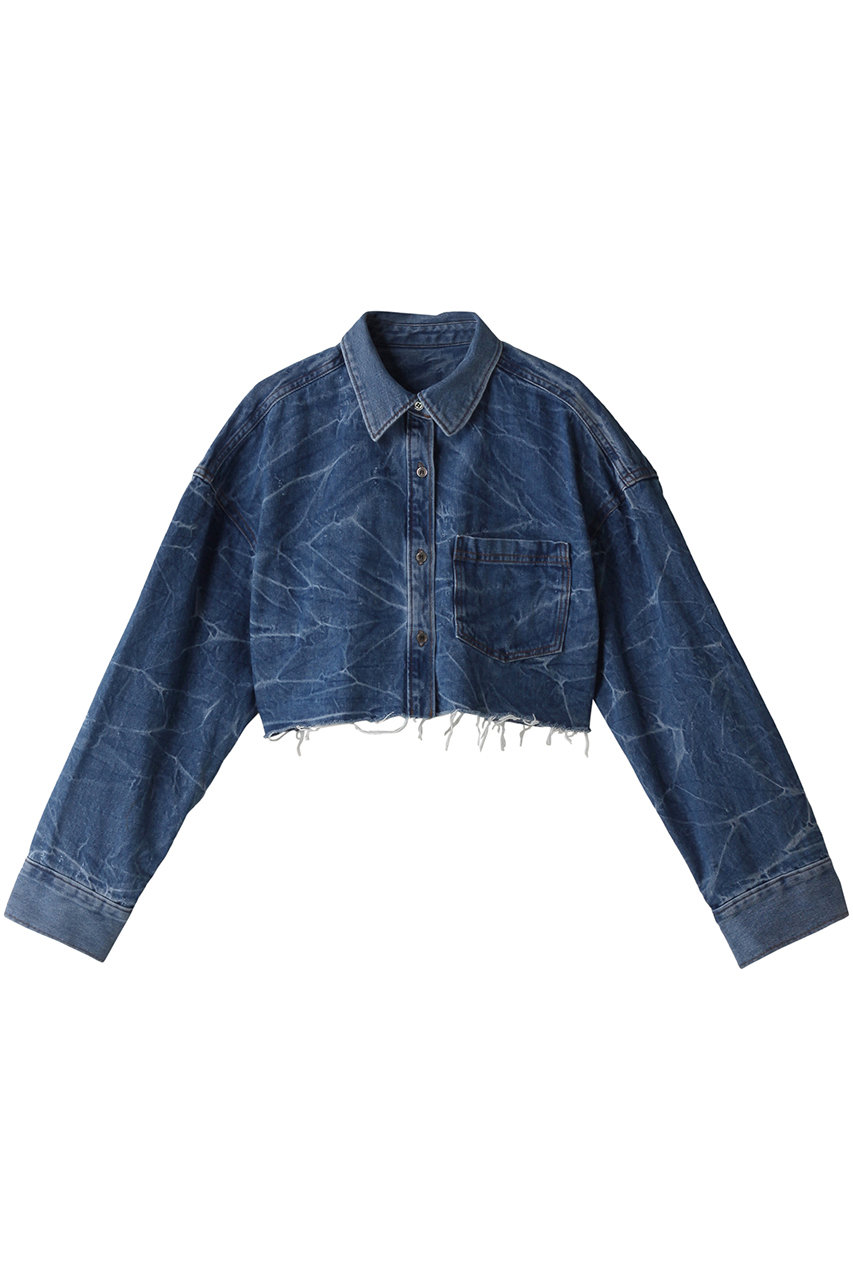 MAISON SPECIAL Washer Denim Oversized Short Shirt/ワッシャーデニムオーバーショートシャツ (BLU(ブルー), FREE) メゾンスペシャル ELLE SHOP