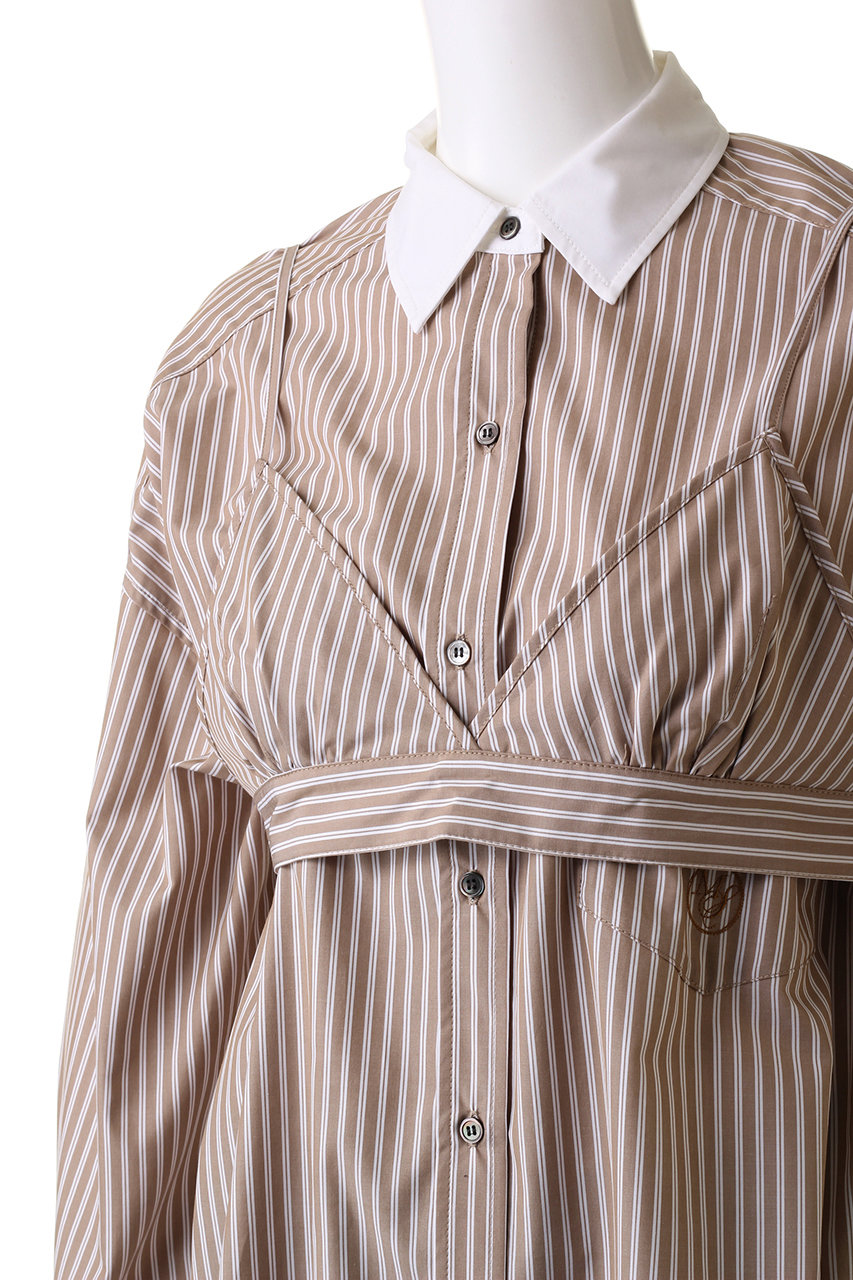 With Bra Stripe Easy Oversized Shirt/ブラ付きストライプイージーオーバーシャツ
