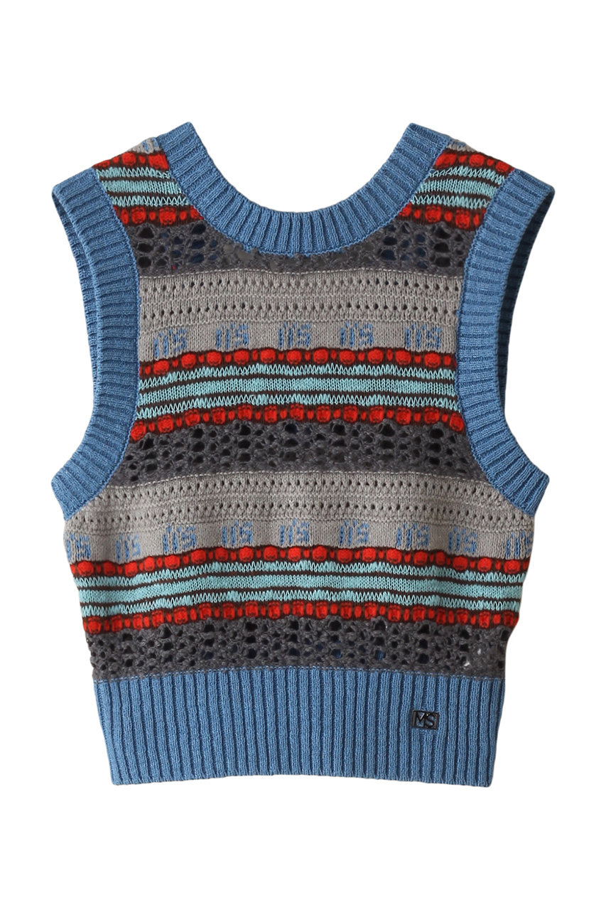 MAISON SPECIAL Multicolor Knit Vest/マルチカラーニットベスト (BLU(ブルー), FREE) メゾンスペシャル ELLE SHOP