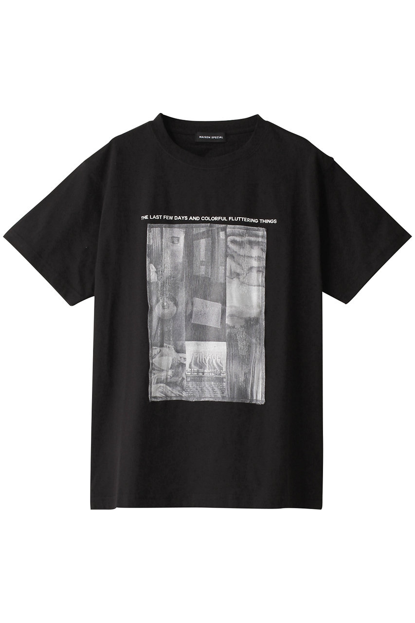 MAISON SPECIAL Glitter Photo T-shirt/キラキラフォトTシャツ (BLK(ブラック), FREE) メゾンスペシャル ELLE SHOP