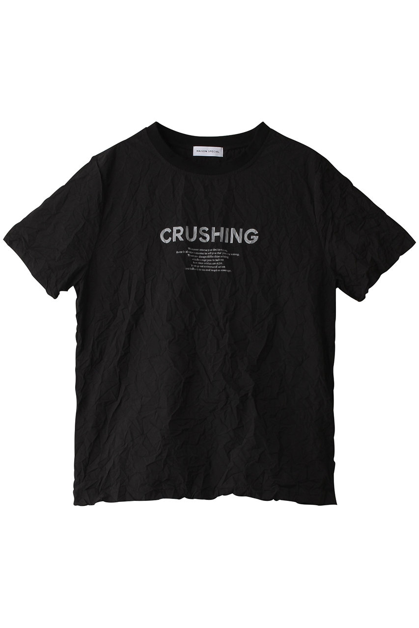 MAISON SPECIAL CRUSHING Washer T-shirt/CRUSHINGワッシャーTシャツ (BLK(ブラック), FREE) メゾンスペシャル ELLE SHOP