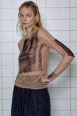 ベージュ メッシュ ビスチェ　メゾンスペシャル　maison special MAISON SPECIAL(メゾンスペシャル)｜Photo Print Mesh Tops