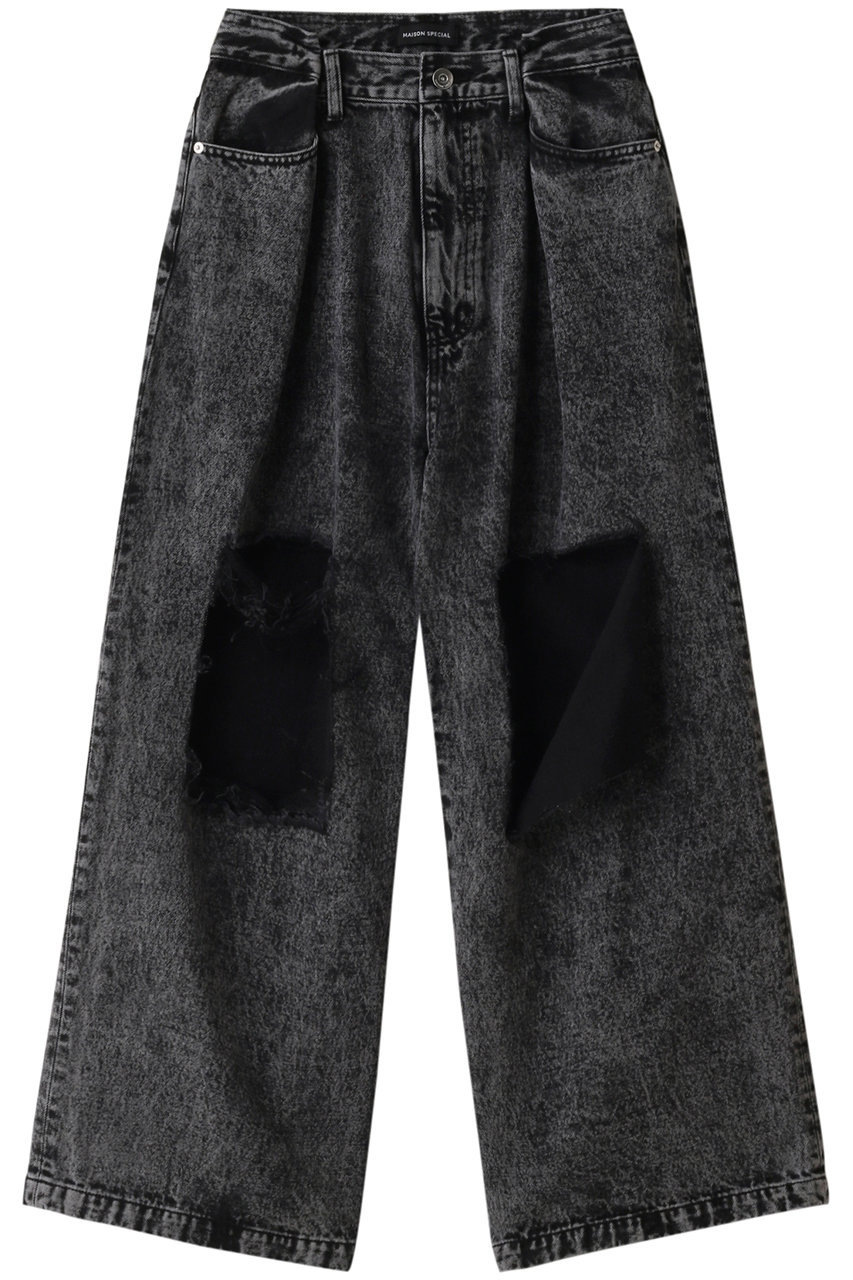 メゾンスペシャル/MAISON SPECIALのSquare Cut Denim Pants/スクエアカットデニム(BLK(ブラック)/21241465203)