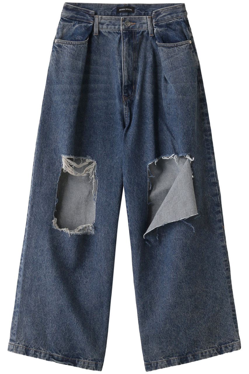 メゾンスペシャル/MAISON SPECIALのSquare Cut Denim Pants/スクエアカットデニム(BLU(ブルー)/21241465203)