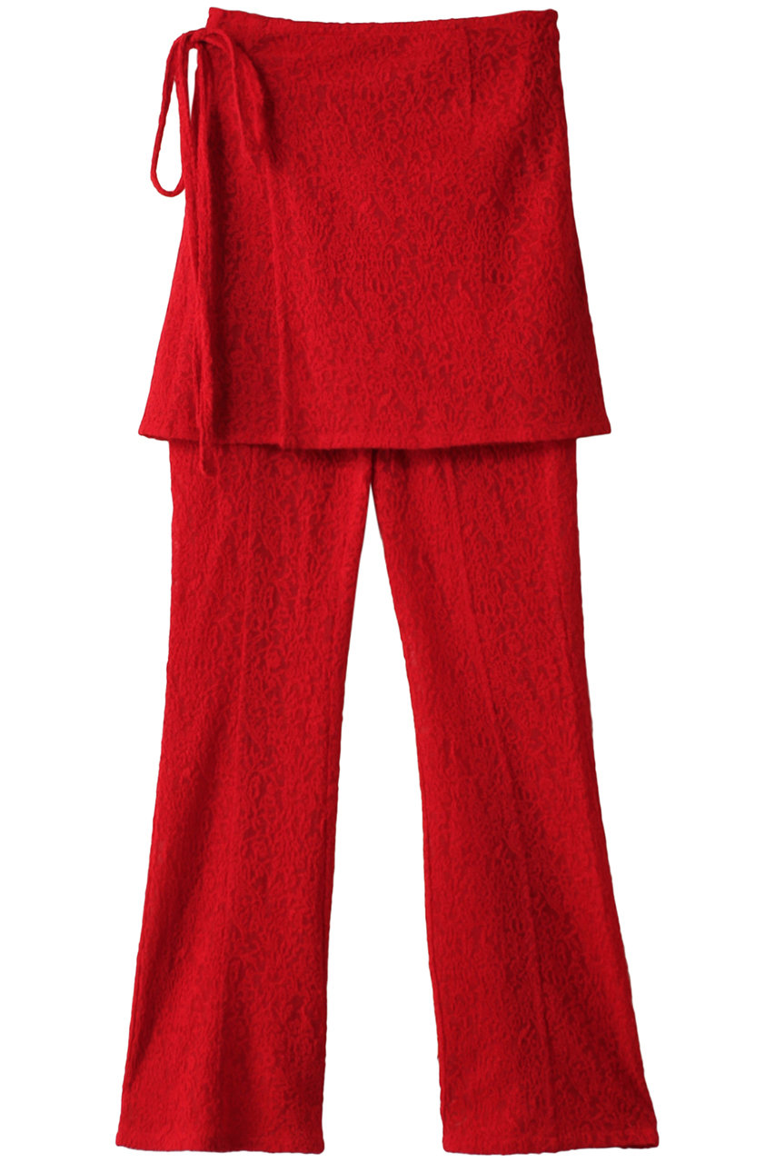 MAISON SPECIAL Wrap Layered Lace Pants/ラップレイヤードレースパンツ (RED(レッド), 36) メゾンスペシャル ELLE SHOP