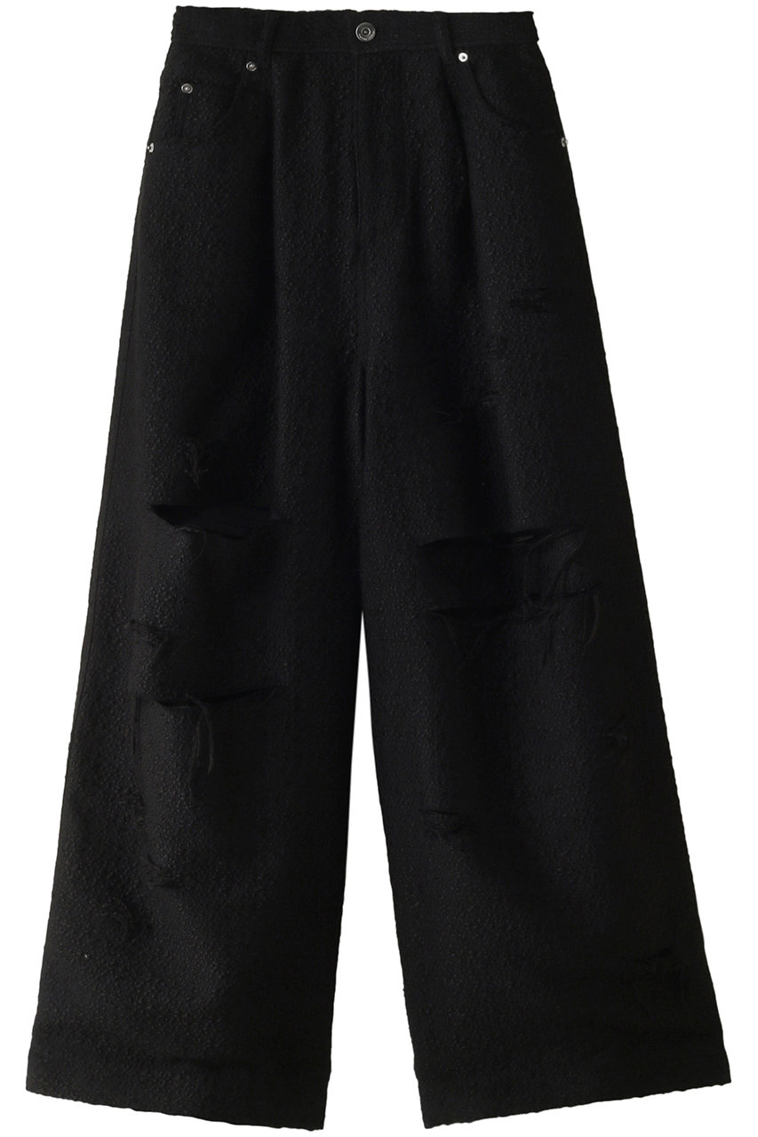 MAISON SPECIAL Tweed Distressed Wide Pants/ツイードダメージワイドパンツ (BLK(ブラック), 36) メゾンスペシャル ELLE SHOP