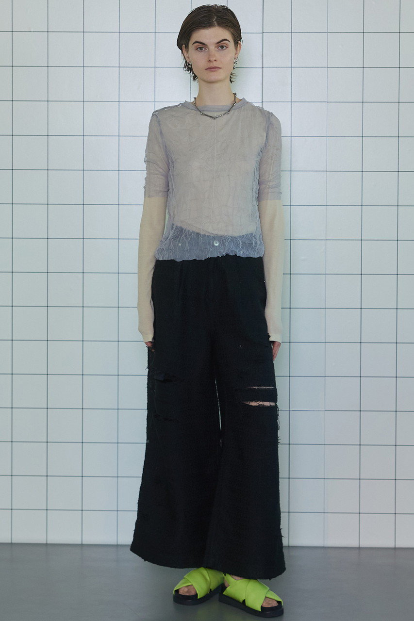 Tweed Distressed Wide Pants/ツイードダメージワイドパンツ