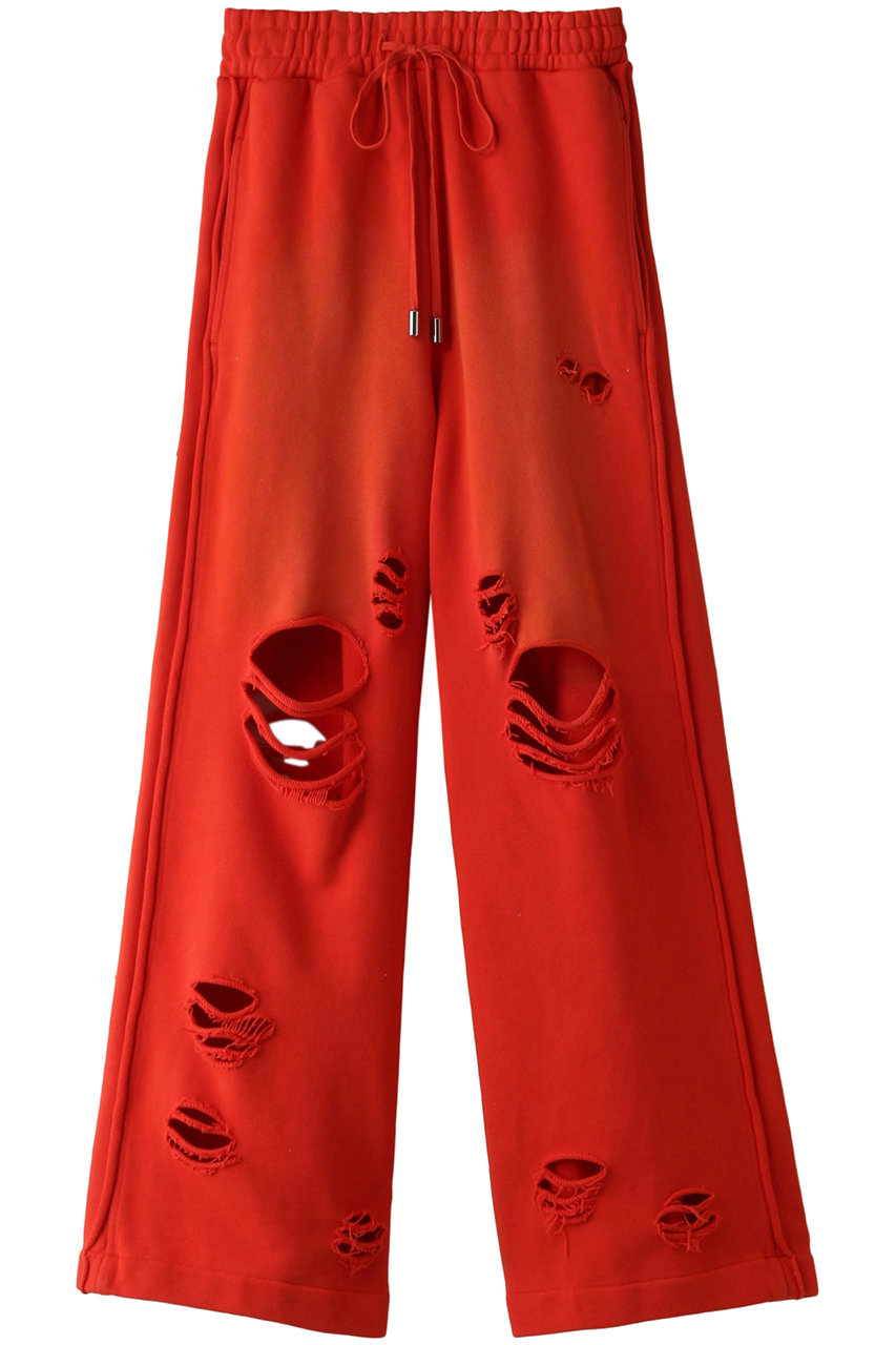 メゾンスペシャル/MAISON SPECIALのSweat Distressed Wide Pants/スウェットダメージワイドパンツ(RED(レッド)/21241465306)