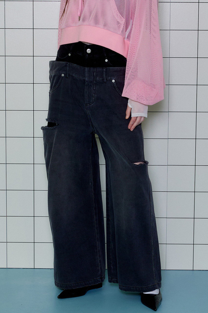 【予約販売】Double Waist Baggy Denim Pants/ダブルウエストバギーデニム