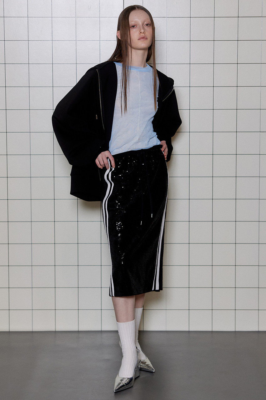 Sequins Side Line Track Skirt/スパンコールサイドライントラックスカート