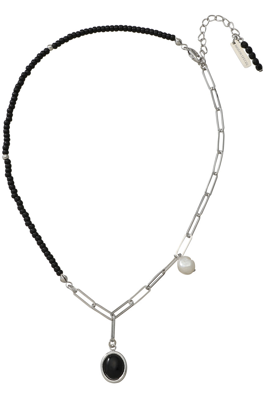 MAISON SPECIAL Mix Chain Motif Silver Necklace/ミックスチェーンモチーフシルバーネックレス (BLK(ブラック), FREE) メゾンスペシャル ELLE SHOP