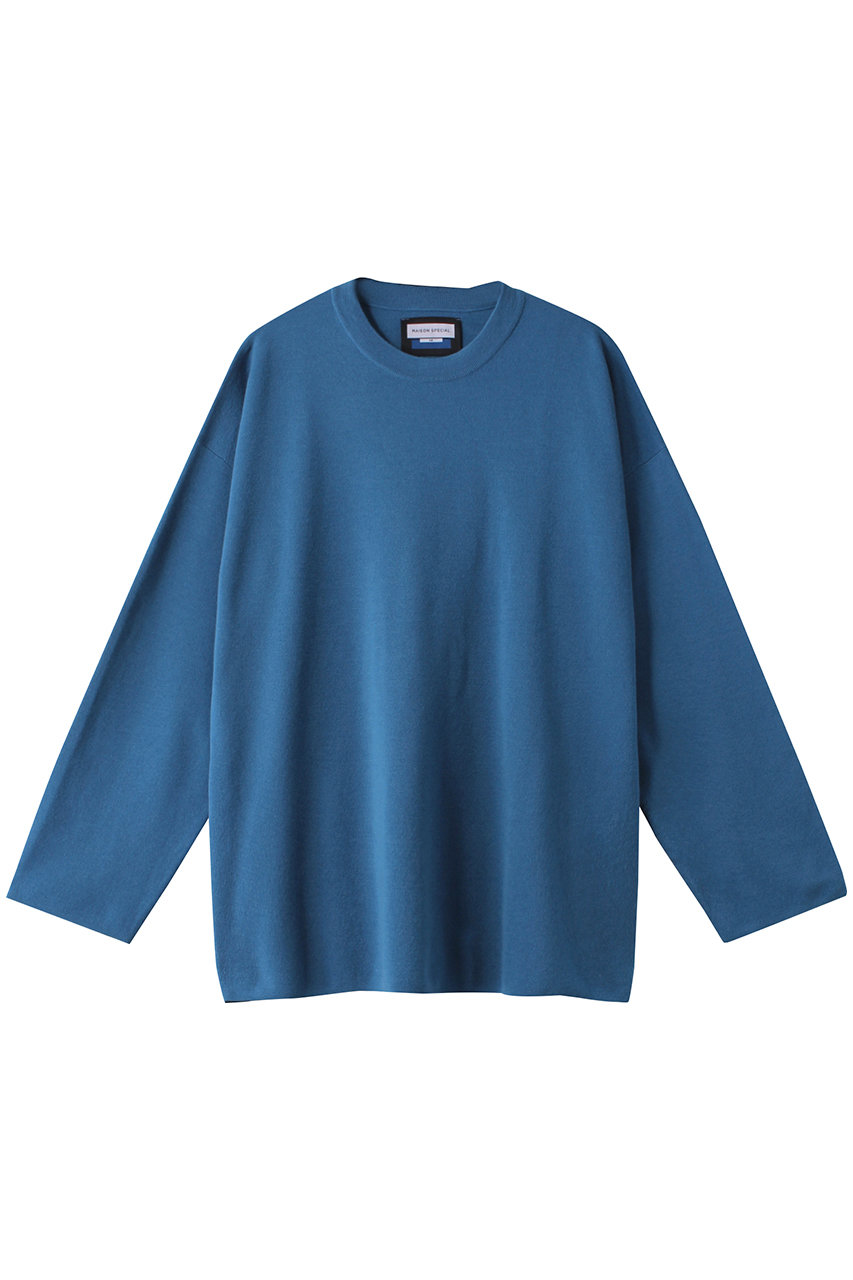 メゾンスペシャル/MAISON SPECIALの【UNISEX】18gaugeアンチピリングミラノリブwool100ウォッシャブルニット(BLU(ブルー)/11242361201)