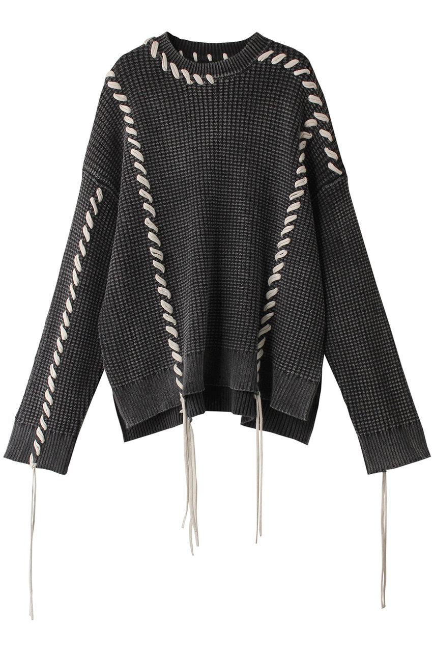 MAISON SPECIAL 【UNISEX】オニワッフルケミカルオーバーダイ エンブロイダリークルーネックPO (BLK(ブラック), 0) メゾンスペシャル ELLE SHOP MAISON SPECIAL 【UNISEX】オニワッフルケミカルオーバーダイ エンブロイダリークルーネックPO (BLK(ブラック), 0) メゾンスペシャル ELLE SHOP
