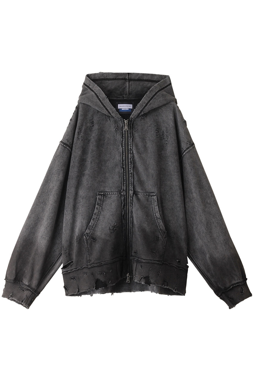 MAISON SPECIAL 【UNISEX】デストロイ加工スウェットアクティブジャケット (GRY(グレー), 1) メゾンスペシャル ELLE SHOP MAISON SPECIAL 【UNISEX】デストロイ加工スウェットアクティブジャケット (GRY(グレー), 1) メゾンスペシャル ELLE SHOP