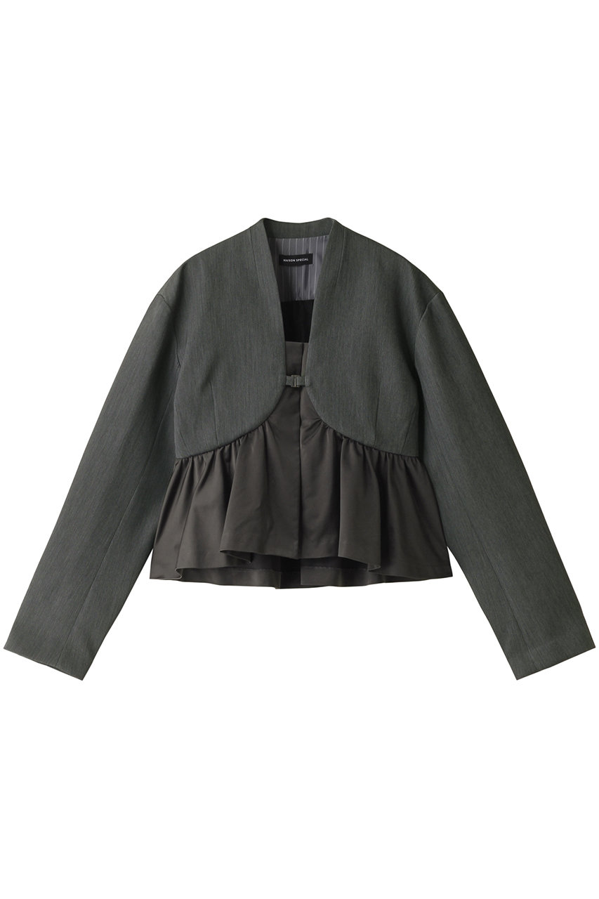 MAISON SPECIAL Satin Peplum Jacket/サテンペプラムジャケット (GRY(グレー), FREE) メゾンスペシャル ELLE SHOP