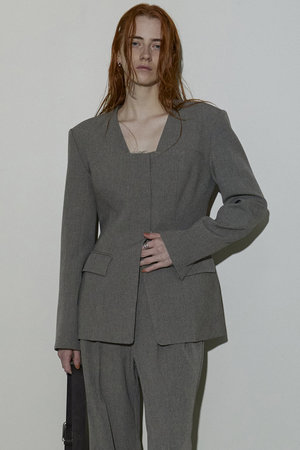 メゾンスペシャル/MAISON SPECIALのCollarless Sharp Jacket/ノーカラーシャープジャケット(110800/110801)