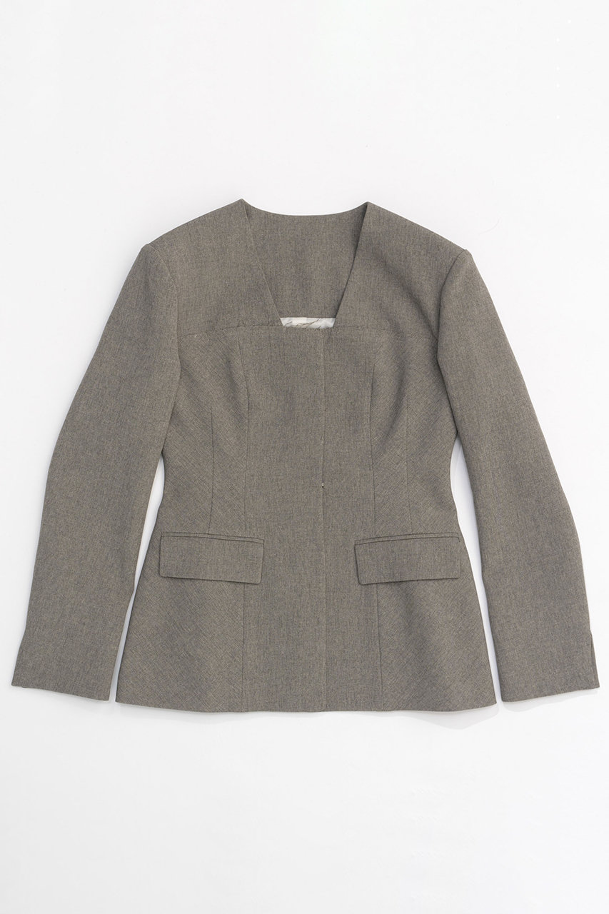 メゾンスペシャル/MAISON SPECIALのCollarless Sharp Jacket/ノーカラーシャープジャケット(L.GRY(ライトグレー)/21242115801)