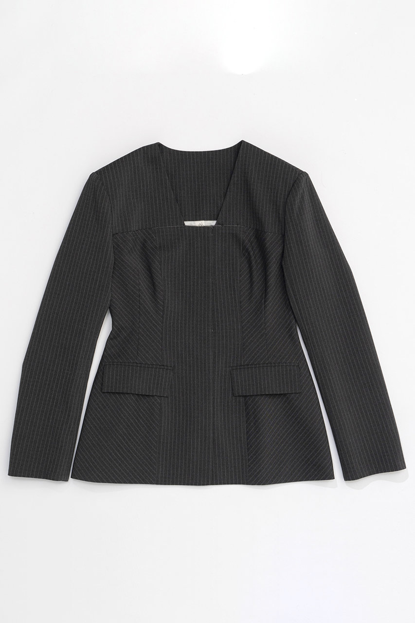 メゾンスペシャル/MAISON SPECIALのCollarless Sharp Jacket/ノーカラーシャープジャケット(GRY(グレー)/21242115801)