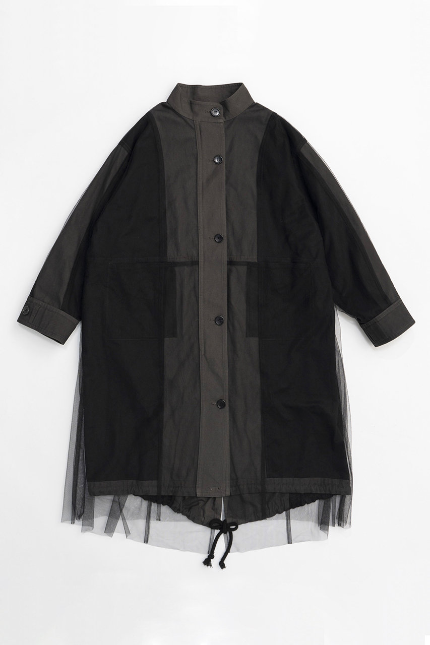 メゾンスペシャル/MAISON SPECIALのReversible Tulle Mod Coat/リバーシブルチュールモッズコート(BLK(ブラック)/21242165302)