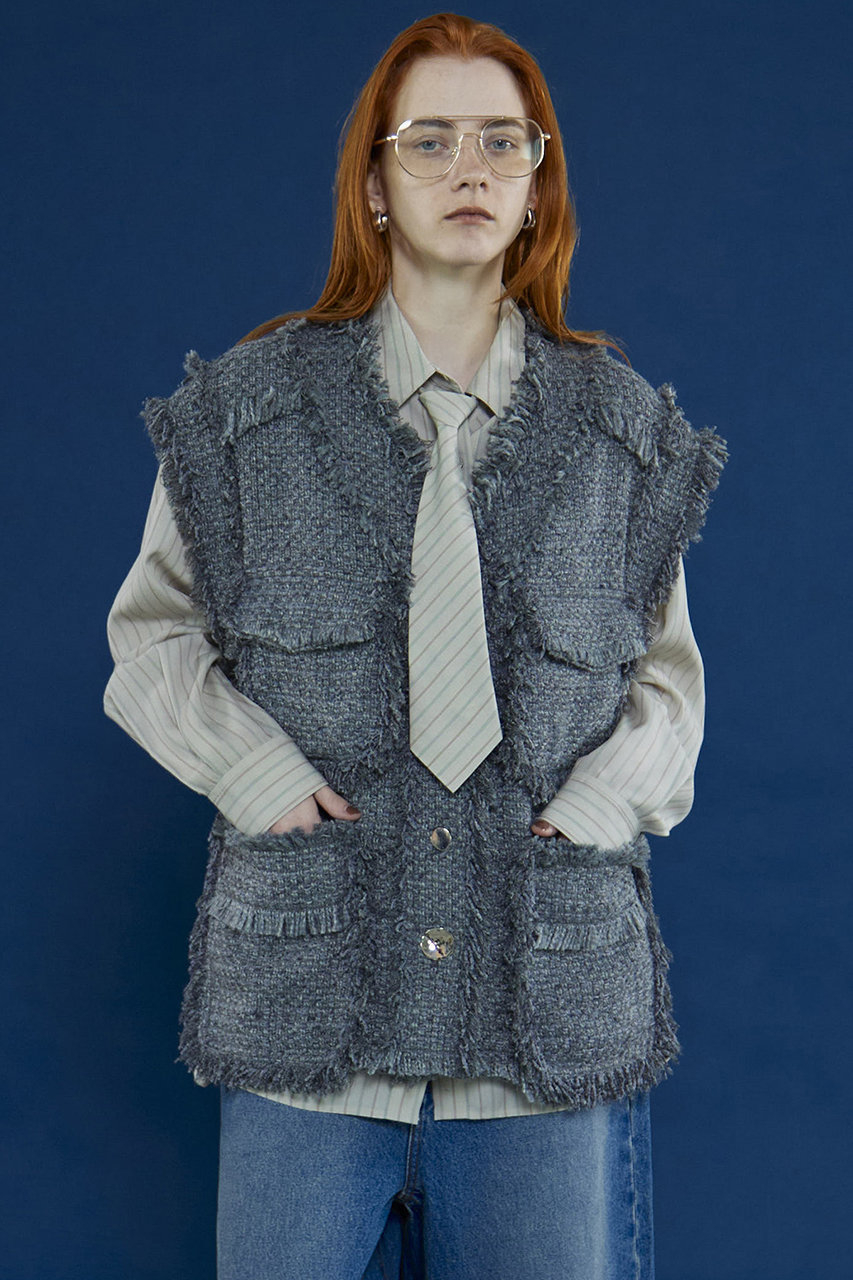 【Na.e】ナエ Novel TWEED Vestツイード アイボリ ー どこで 買える かレディース - ナエna.e Novel Tweed Vest_ivory