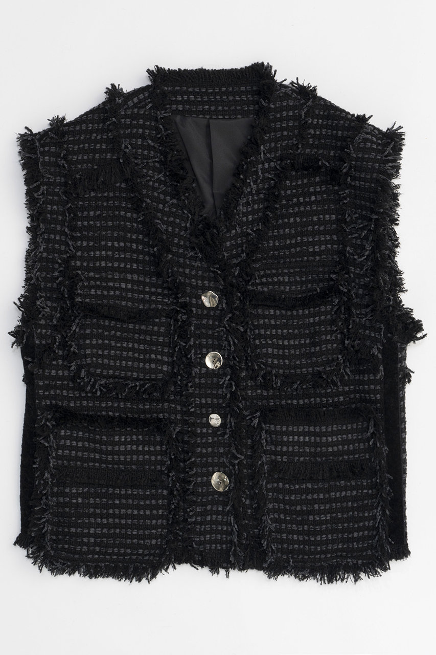 メゾンスペシャル/MAISON SPECIALのTweed Vest/ツイードベスト(BLK(ブラック)/21242215201)