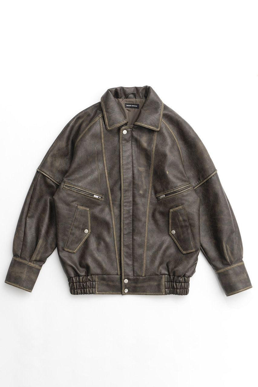 メゾンスペシャル/MAISON SPECIALのFaux Leather Oversized Blouson/フェイクレザーオーバーブルゾン(BRN(ブラウン)/21242215801)