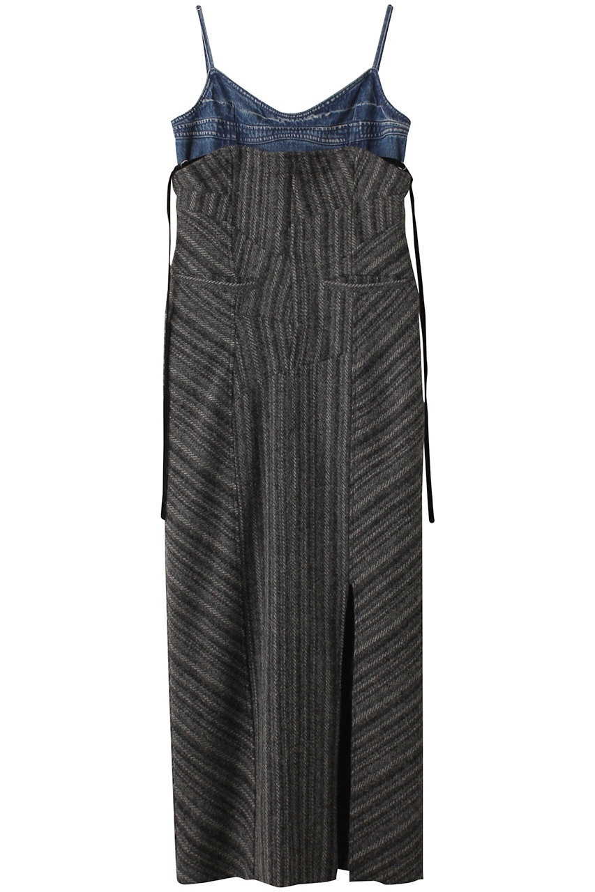 メゾンスペシャル/MAISON SPECIALのDenim Tweed Combination Maxidresses/デニムツイードコンビワンピース(GRY(グレー)/21242265202)