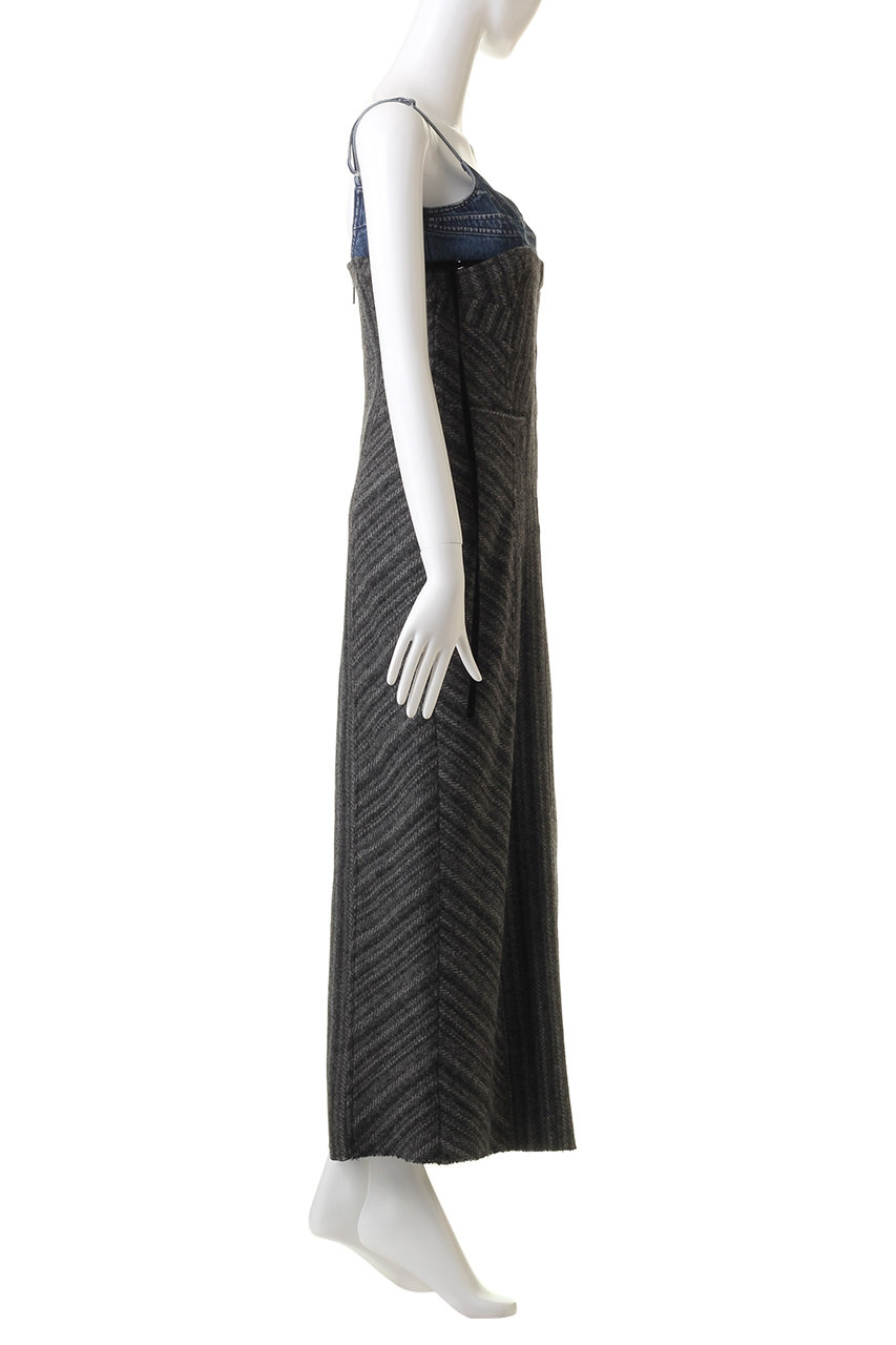 Denim Tweed Combination Maxidresses/デニムツイードコンビ