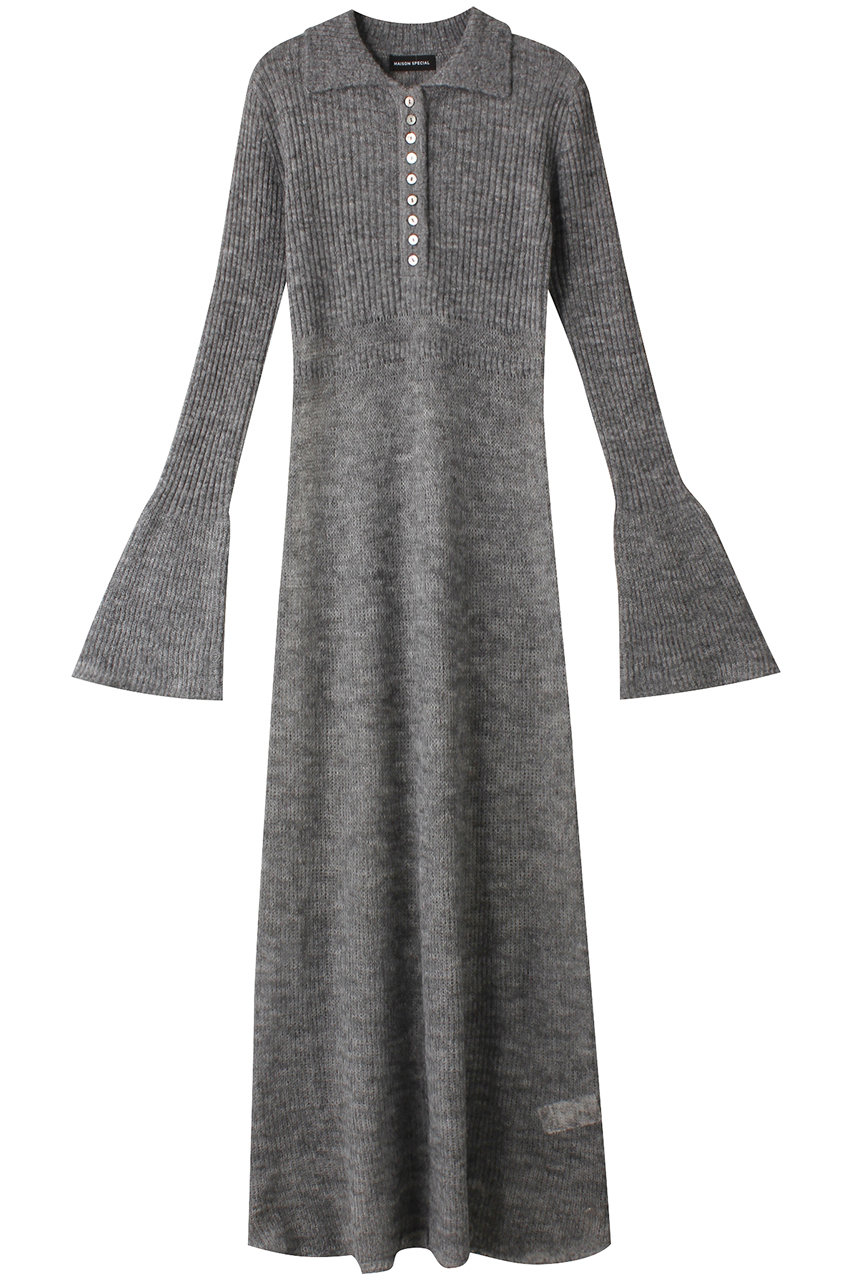 メゾンスペシャル/MAISON SPECIALのSheer Knit Polo Shirt Maxidresses/シアーニットポロワンピース(GRY(グレー)/21242265701)