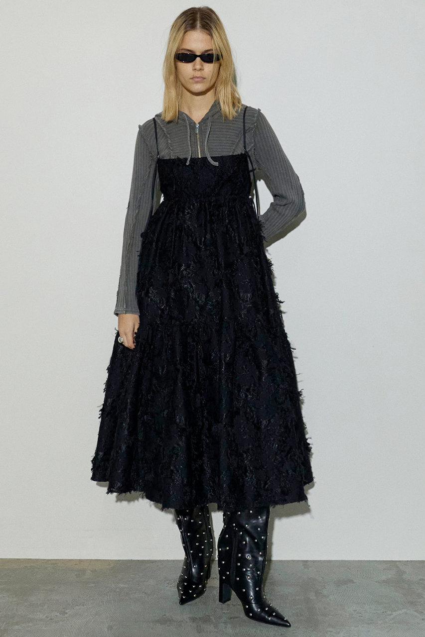 MAISON SPECIAL(メゾンスペシャル)｜2way Cut Fringe Jacquard Maxidresses/2WAYカットフリンジジャガードワンピース/BLK(ブラック)  の通販｜ELLESHOP・(エル・ショップ)